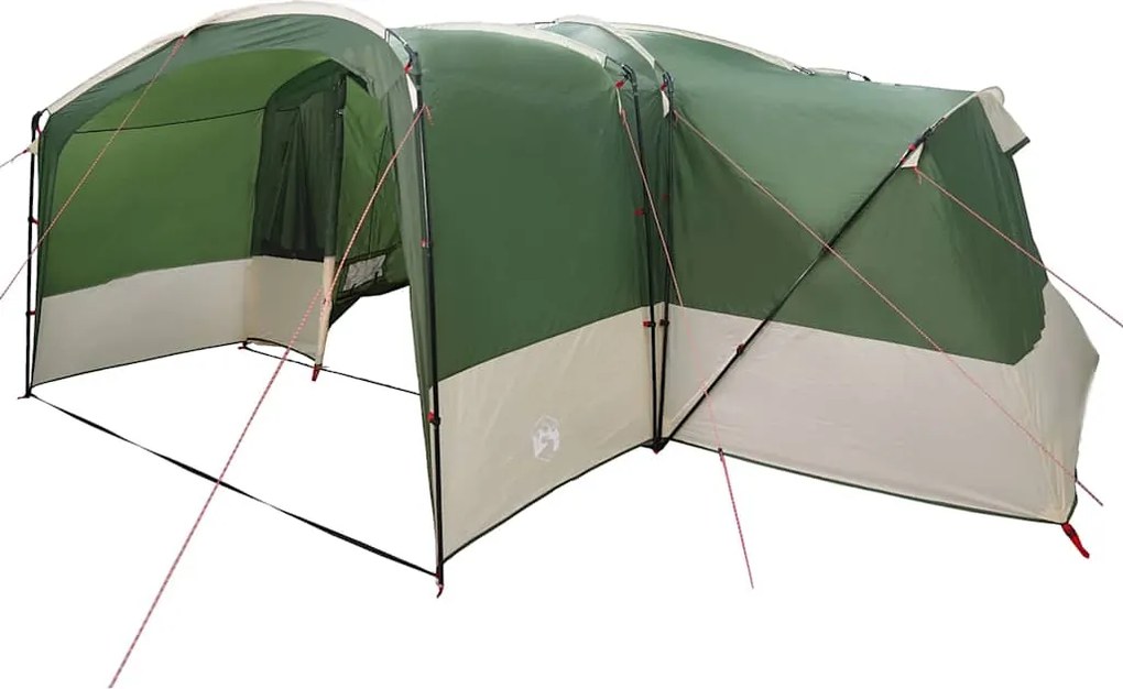 vidaXL Családi sátor 12 főre tetővel Zöld és Fehér 760 x 645 x 230 cm