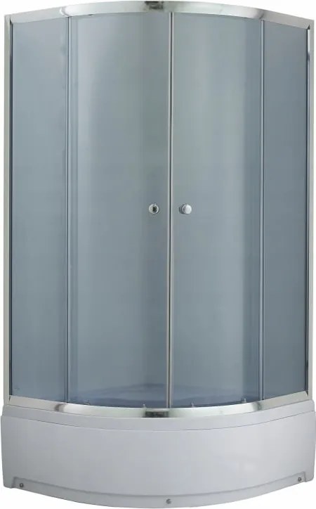 Sarok zuhanykabin félköríves tolóajtós zuhanytálcával 90x90cm