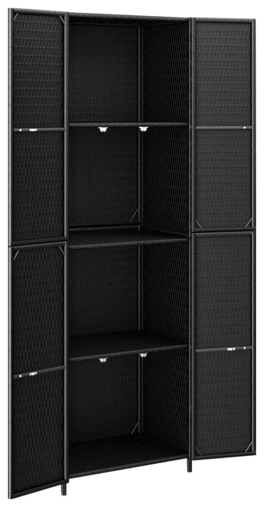 fekete polyrattan kerti tárolószekrény 59 x 40 x 180 cm