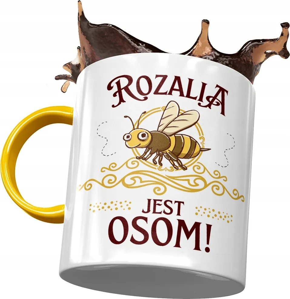 Sárga Bögre Rozáliának Barátnőknek Ajándék Nyomtatott Fotóval