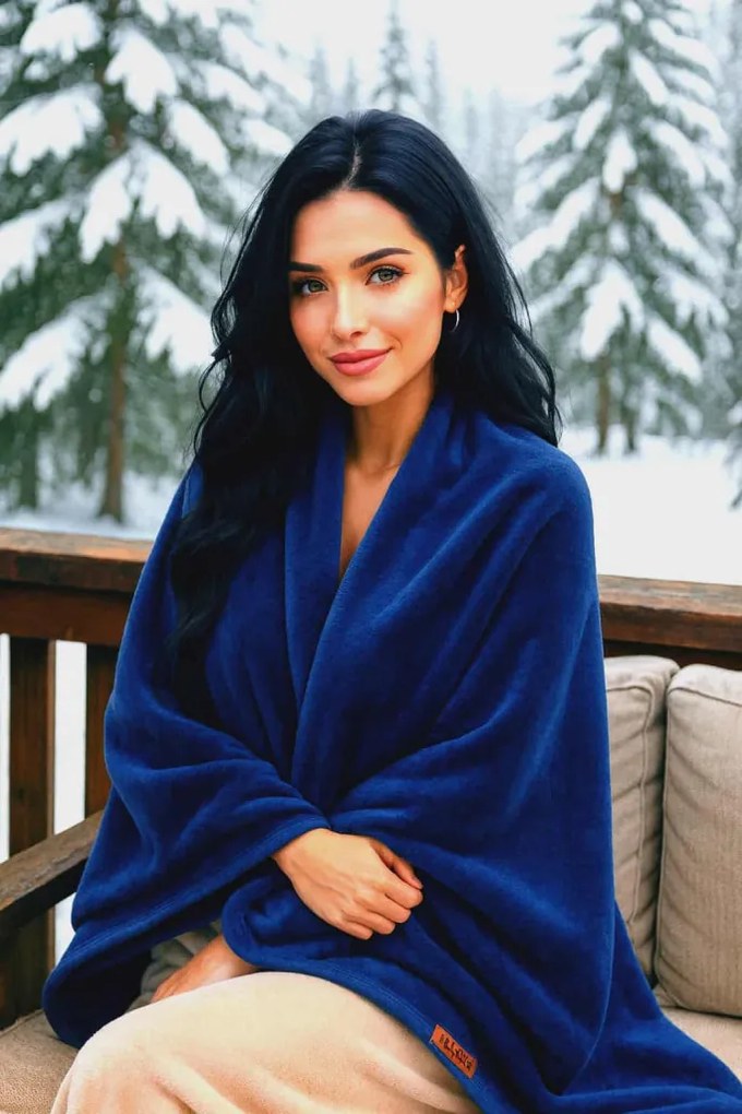 Meleg-puha duplarétegű takaró királykék