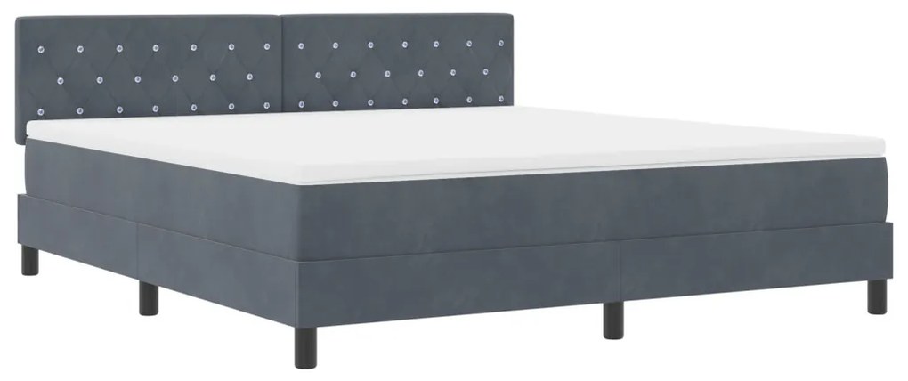 Boxspring Ágy Mattal Sötétszürke Szuper Király Bársony