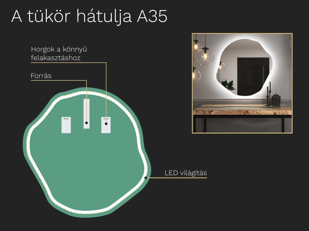 Organikus tükör LED világítással A35