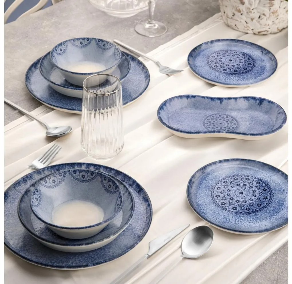 27 részes kék/porcelán étkészlet