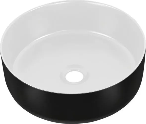 Eros SIMPLE 8 - PULTRA ültethető - Top Counter - porcelán mosdó- MATT FEKETE/FEHÉR - 36 x 36 x 13 cm