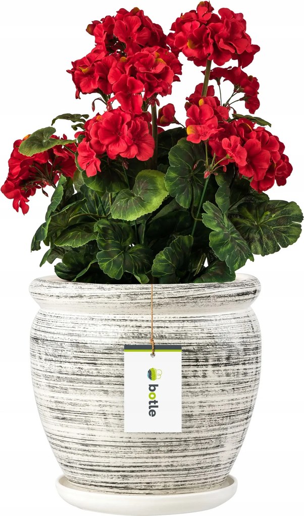 Kerámia kaspó ø28cm talppal Fehér fekete