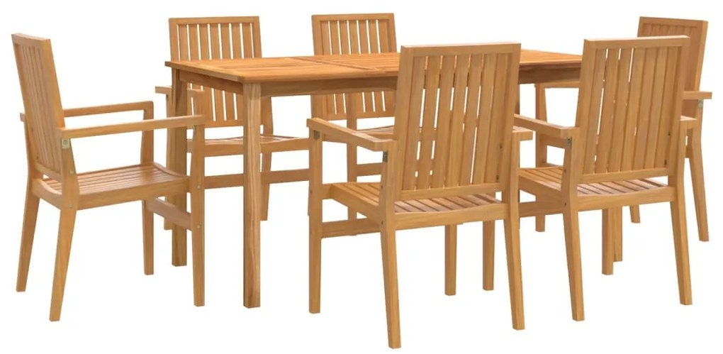 vidaXL 7 részes tömör tíkfa kerti étkezőgarnitúra