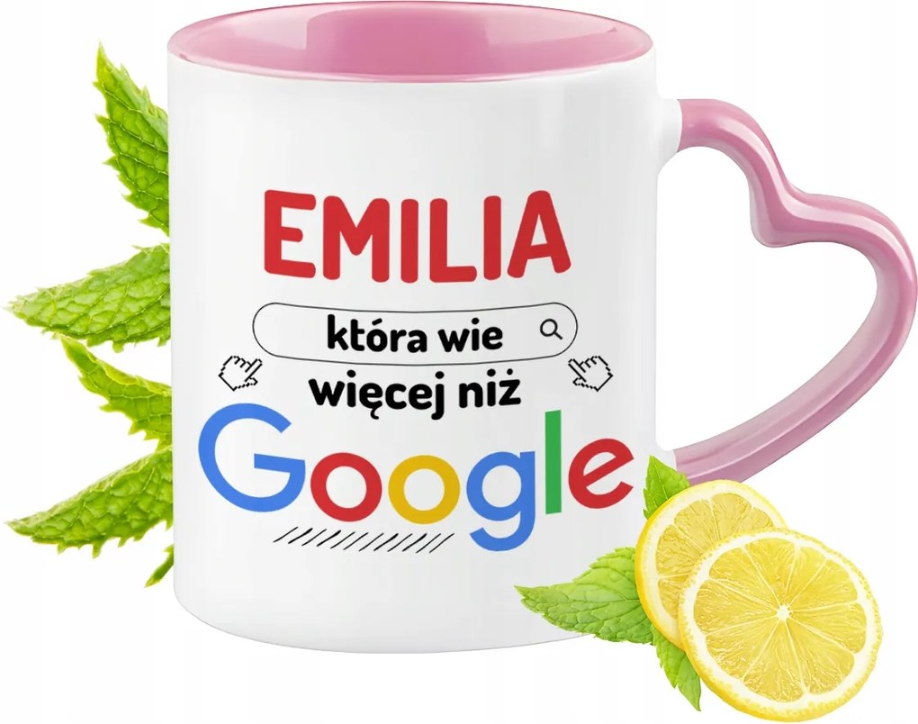 Emilia bögre Rózsaszín, szív alakú füllel Kávé ajándék