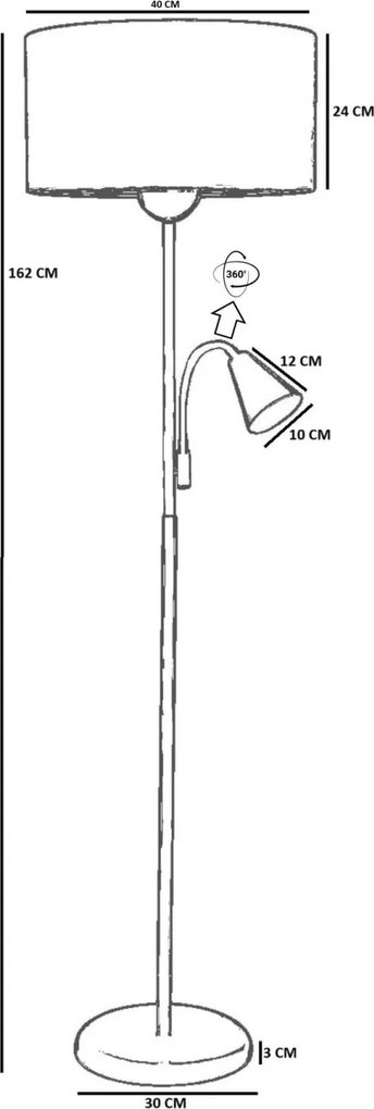 Fém állólámpa, Ø40 cm – TR534LUN5339