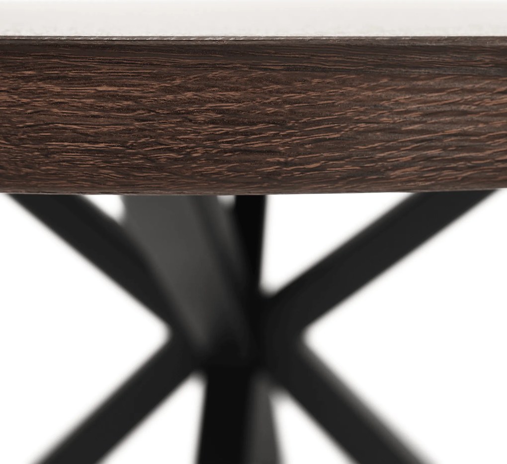 Étkezőasztal, sötét tölgy/fekete, átmérő 120 cm, MEDOR