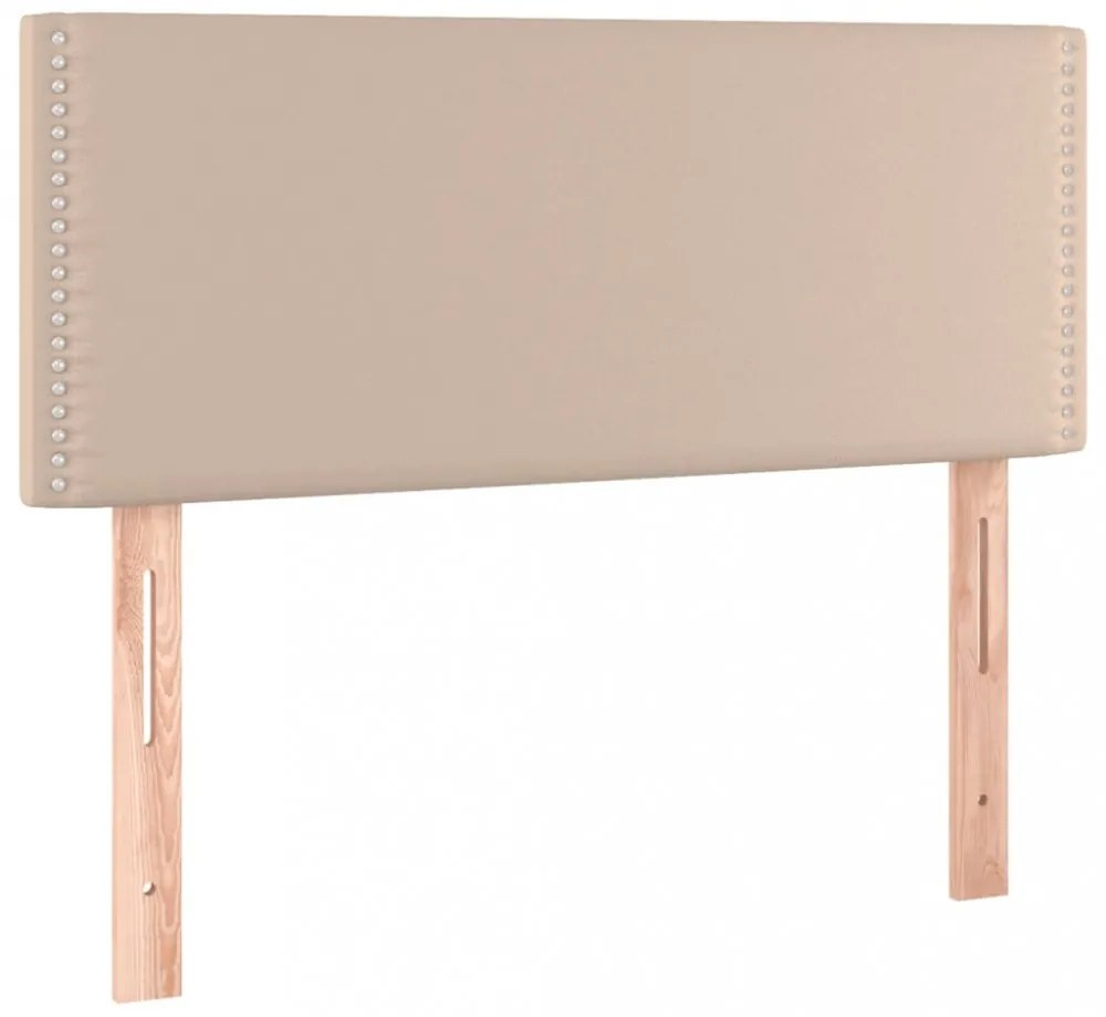 cappuccino színű műbőr rugós ágy matraccal és LED-del 80x200 cm