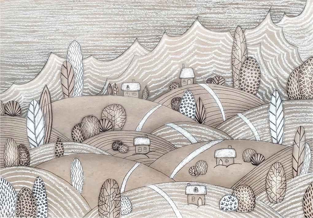 Flizelin fotótapéta Csendes falu a völgyben tájkép 200x140 +ragasztó