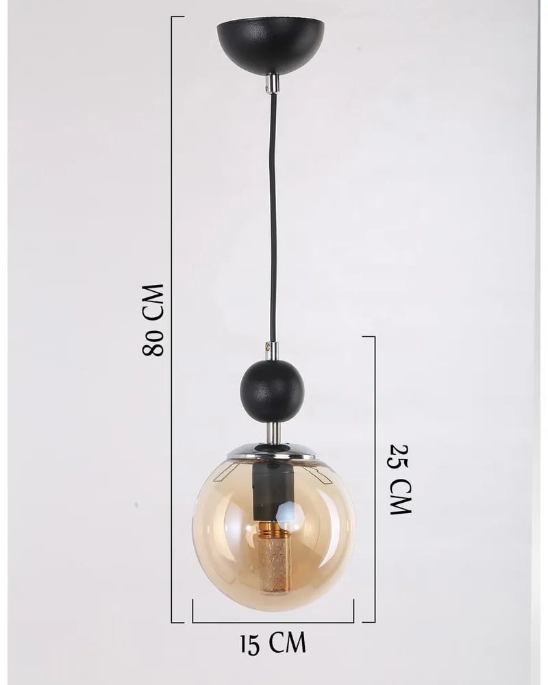 Okkersárga-fekete függőlámpa üveg búrával ø 15 cm Marble – Squid Lighting