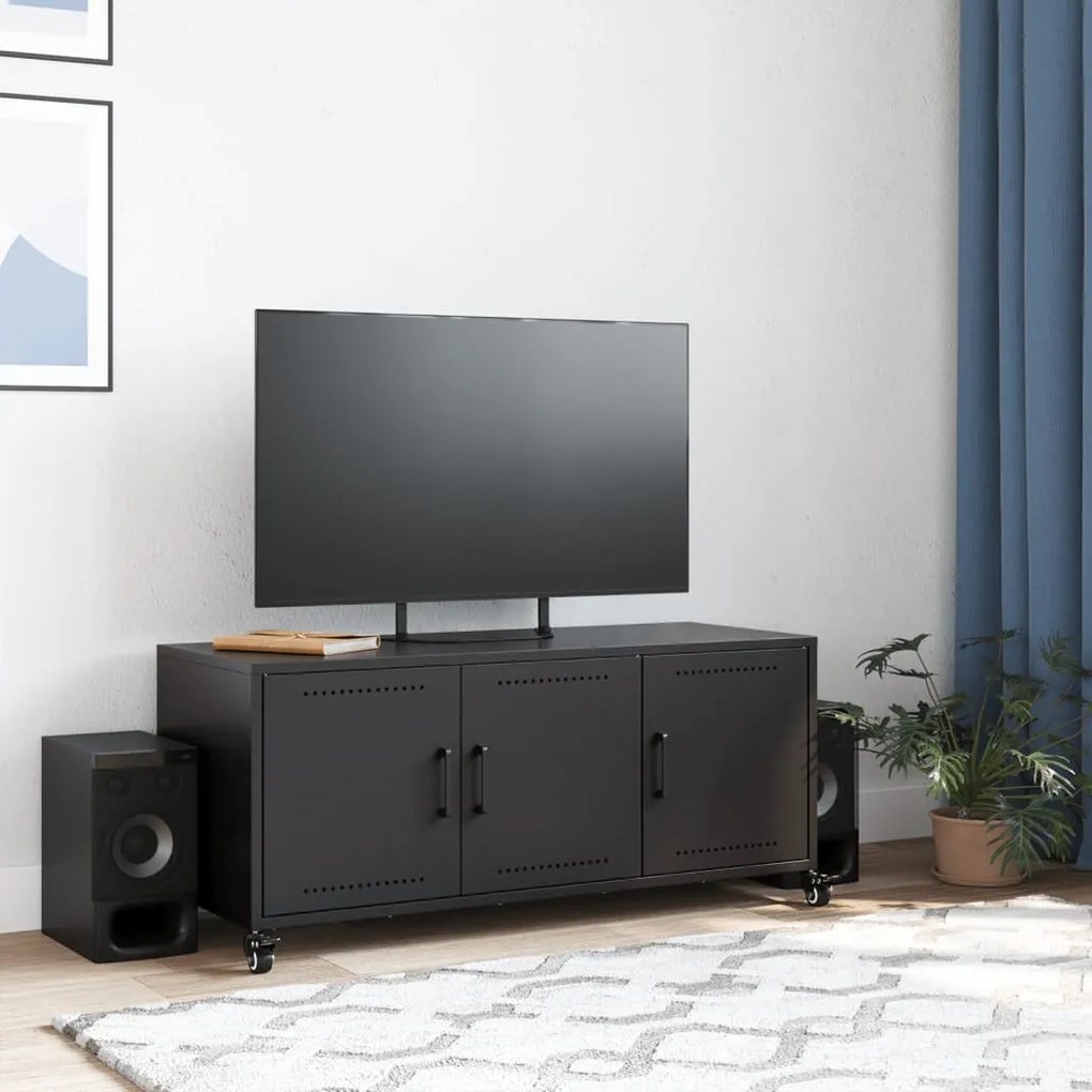 fekete acél TV-szekrény 100,5 x 39 x 43,5 cm