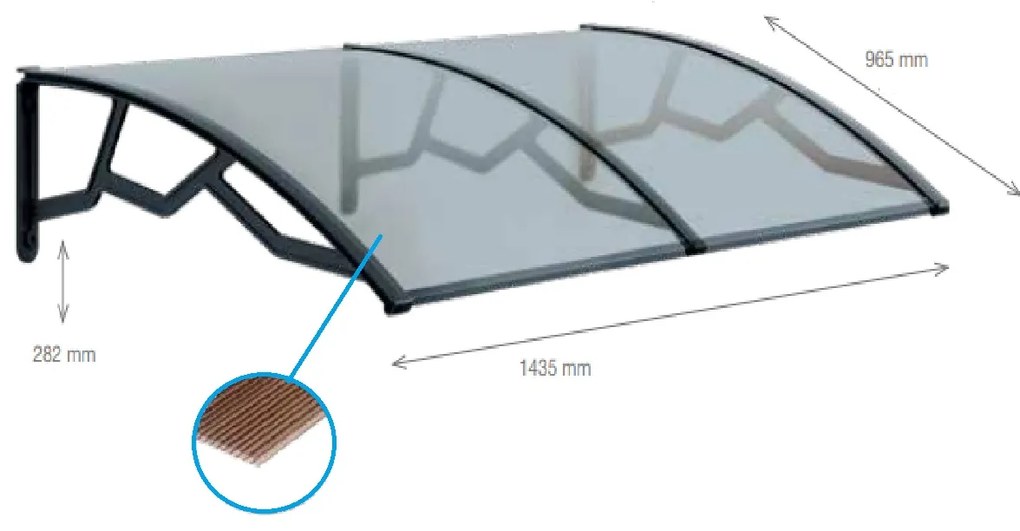 ARTPLAST Bejárati előtető 100x145cm, füst