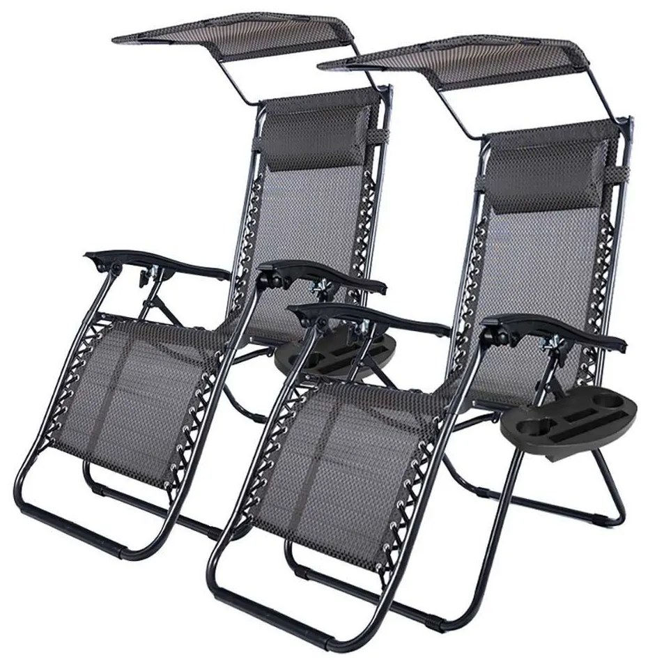 Zéró gravitáció szék napellenzővel és pohártartóval 2 db, több színben-fekete