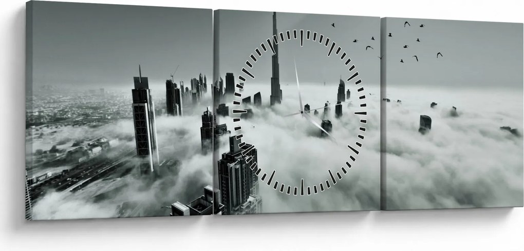 Kép - Felhőkarcolók Dubaiban (órával) (90x30 cm)