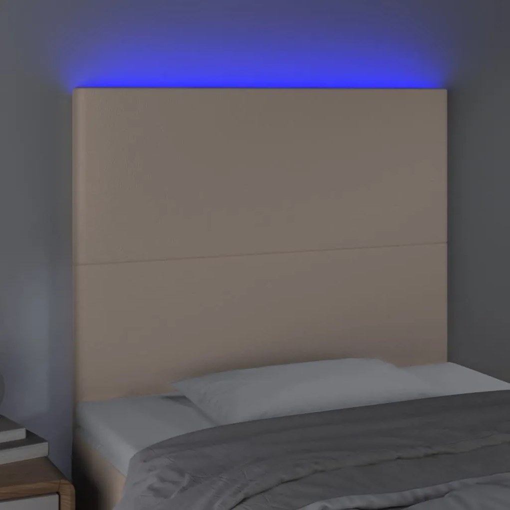 cappuccino műbőr LED-es fejtámla 90x5x118/128 cm