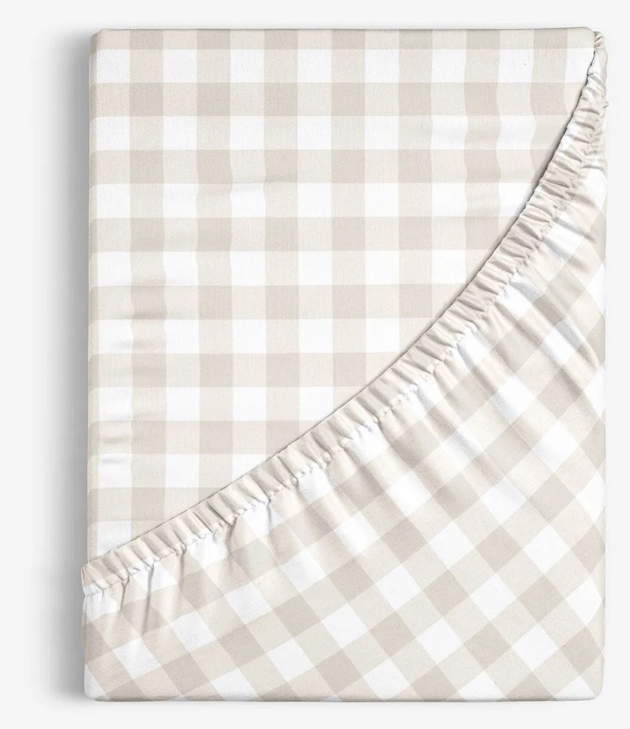 Goldea pamut gumis lepedő - latté kockás 140 x 200 cm
