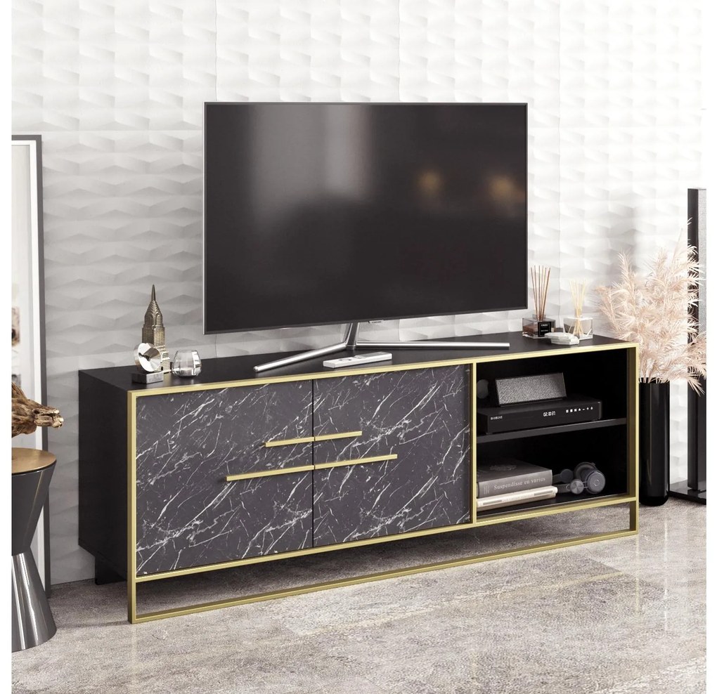 TV asztal/Szekrény Poppy 6 (arany + fekete) . 1102473