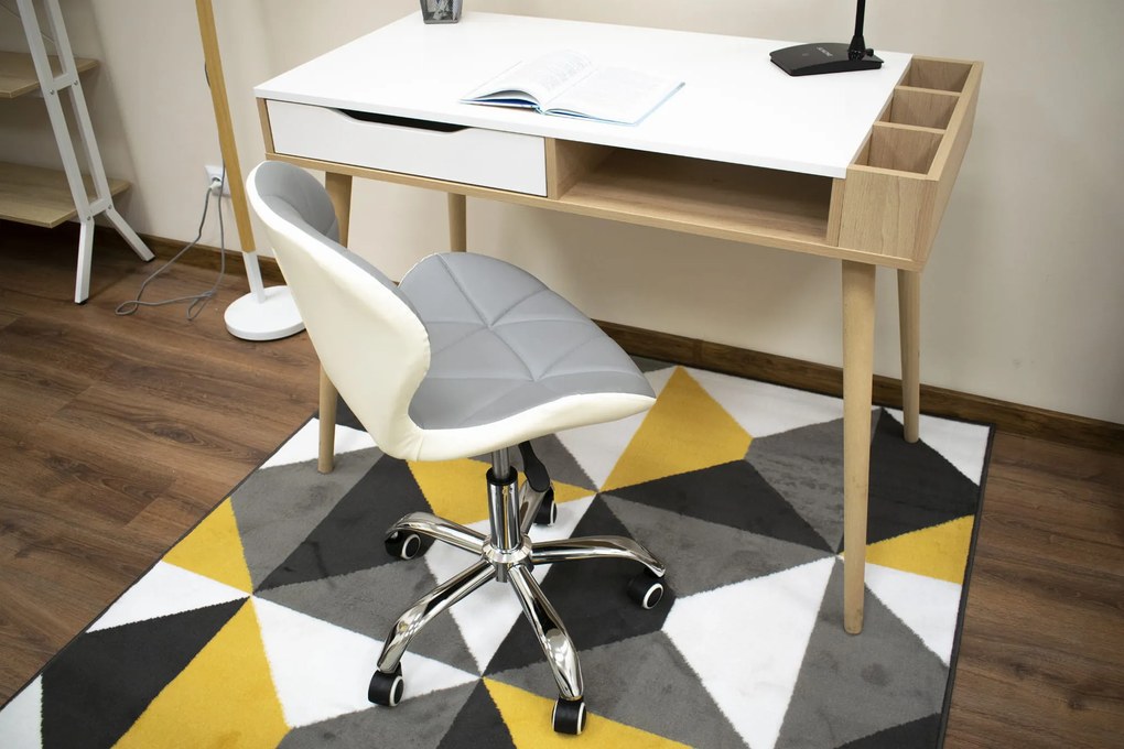 AKCIÓ Szürke-fehér AVOLA irodai szék ökobőrből II. osztály