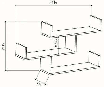 Fali polc TIBET 67x120 cm antracit