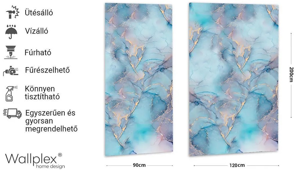 Wallplex fürdőszobai dekorpanel Light Blue Marble (Méret: 1db 120x200cm 94.980Ft)