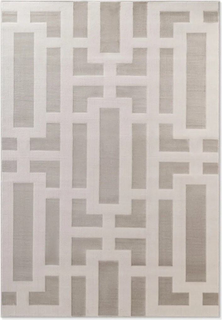 Nappali szőnyeg 120x170cm, plüss bézs-krém haj, boho minta