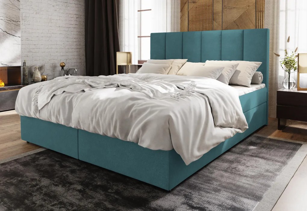 KARDI kárpitozott boxspring ágy, 160x200, cosmic 190 + topper