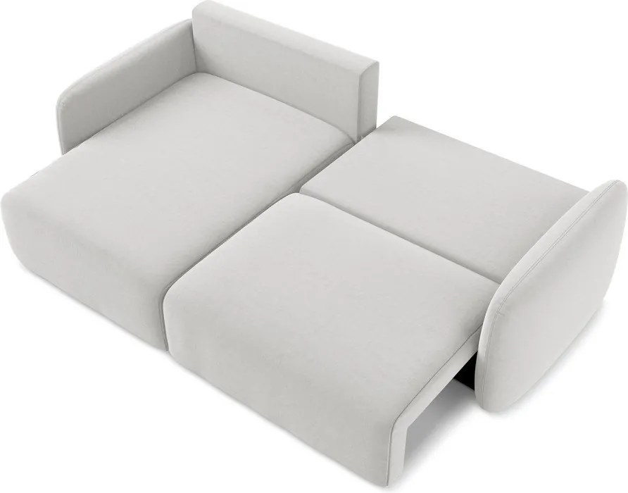 Világosszürke bársony kinyitható-tárolóhelyes sarokkanapé (bal oldali-heverő résszel) Kalena – Makamii