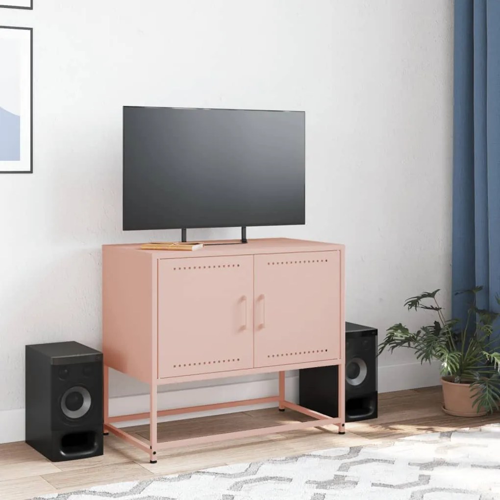 rózsaszín acél TV-szekrény 68,5x39x60,5 cm