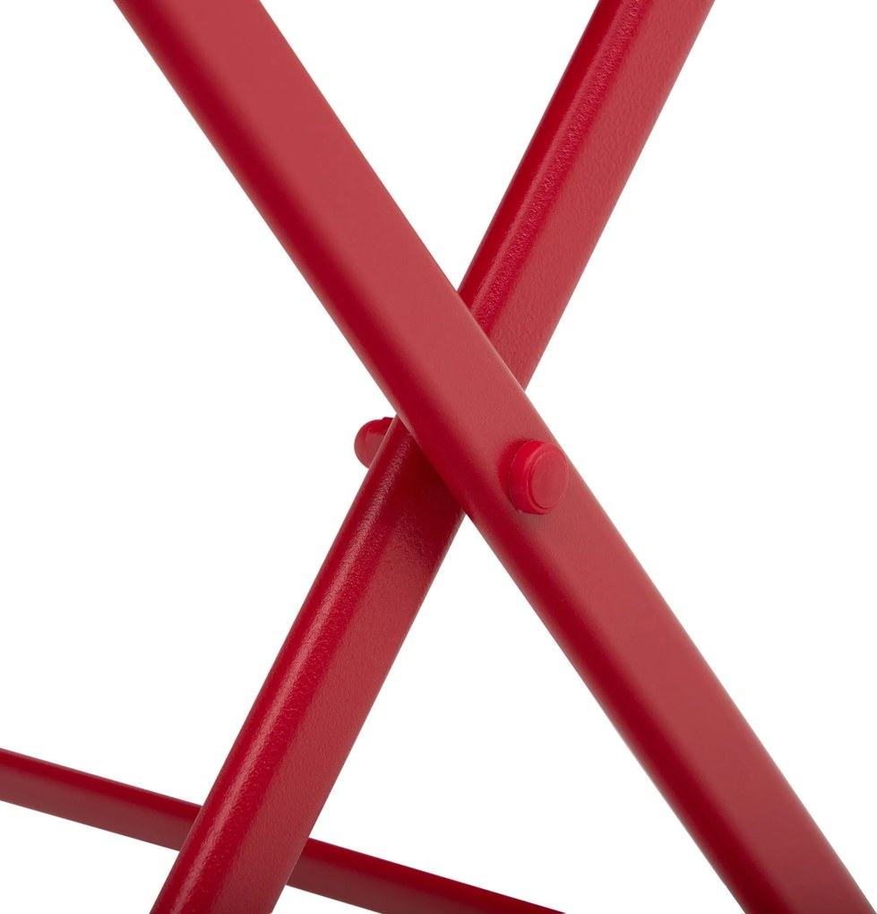 Outsunny Összecsukható bistro kertiszekrénnyel - kerek asztal Ø 60 cm 2 összecsukható székkel - vörös porszórt fém | Aosom