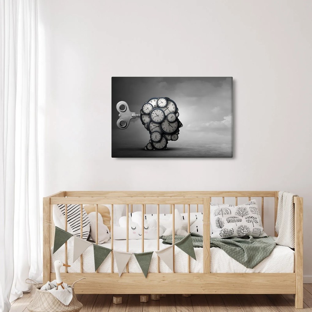 Művészi kép egy fej órával (90x60 cm)