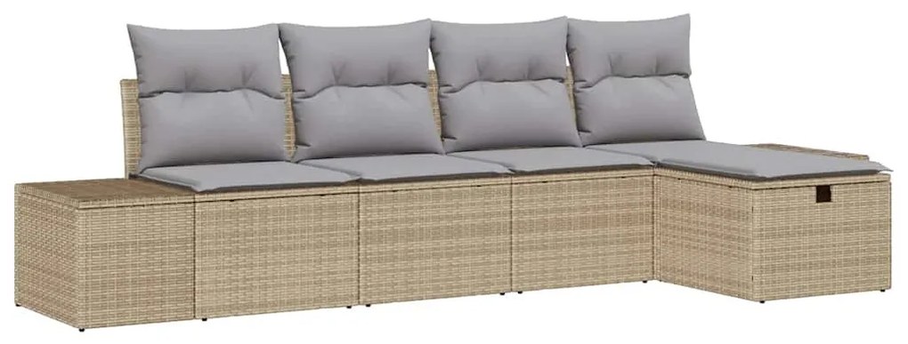 Kerti Kanapé Szett 5 pcs Bézs 55 x 62 x 69 cm Poli rattan