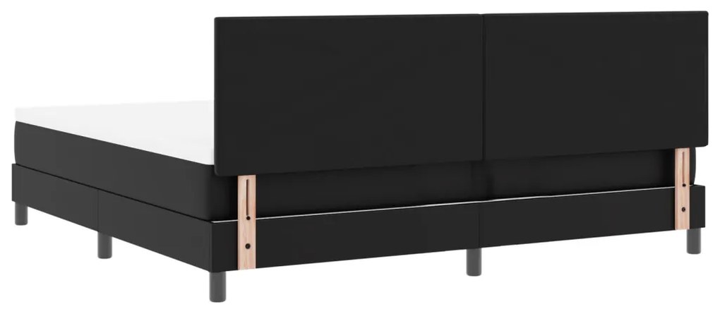 fekete boxspring ágy matraccal, 200 x 200 cm, műbőr