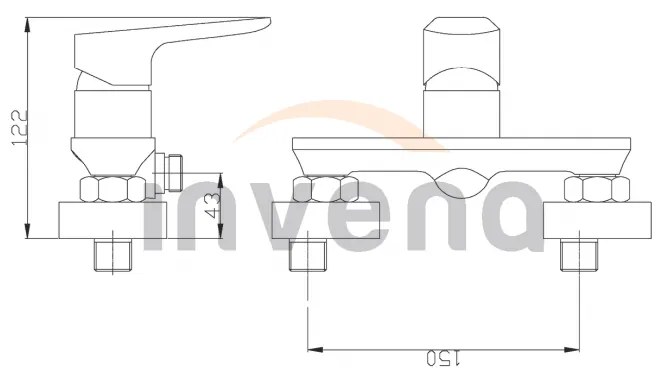 Invena Dokos, fali zuhanycsaptelep, fehér-króm, INV-BN-19-002-V