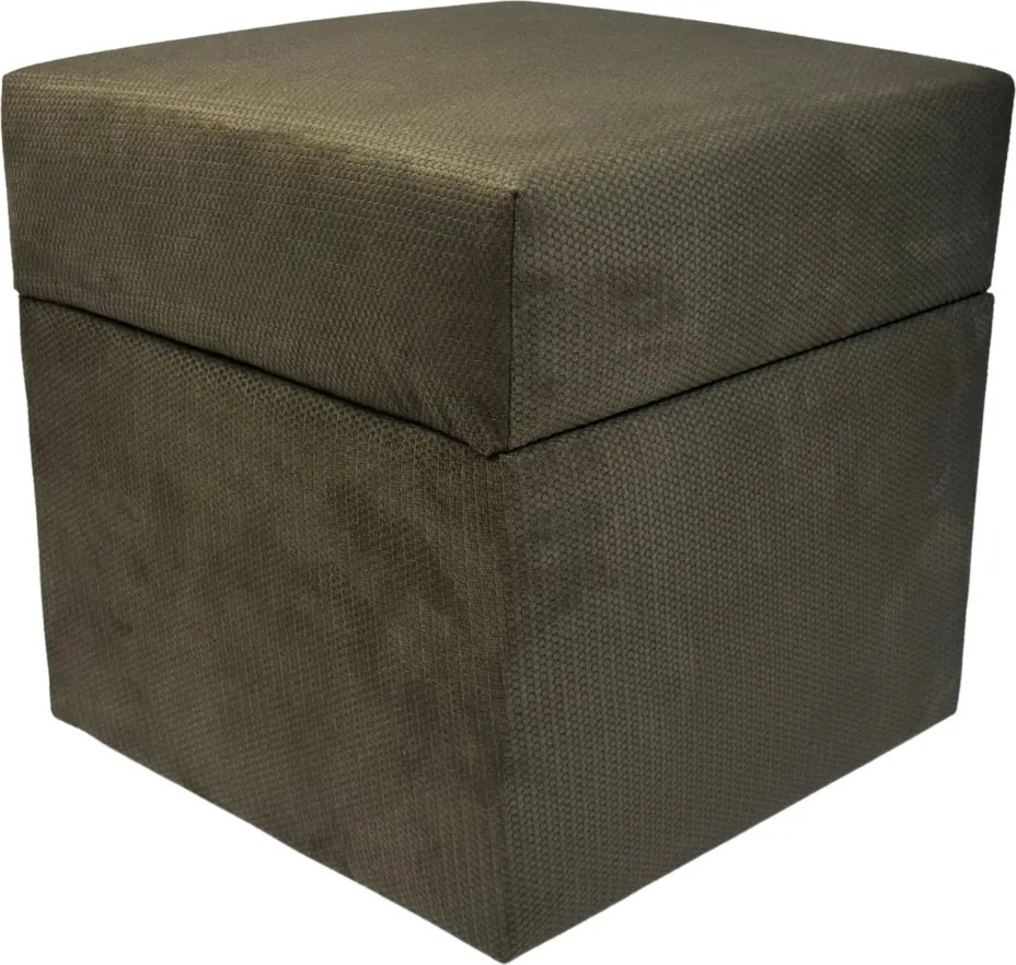 Négyzet alakú nyitható puff finom plüss, kivágásokkal Sötétbarna