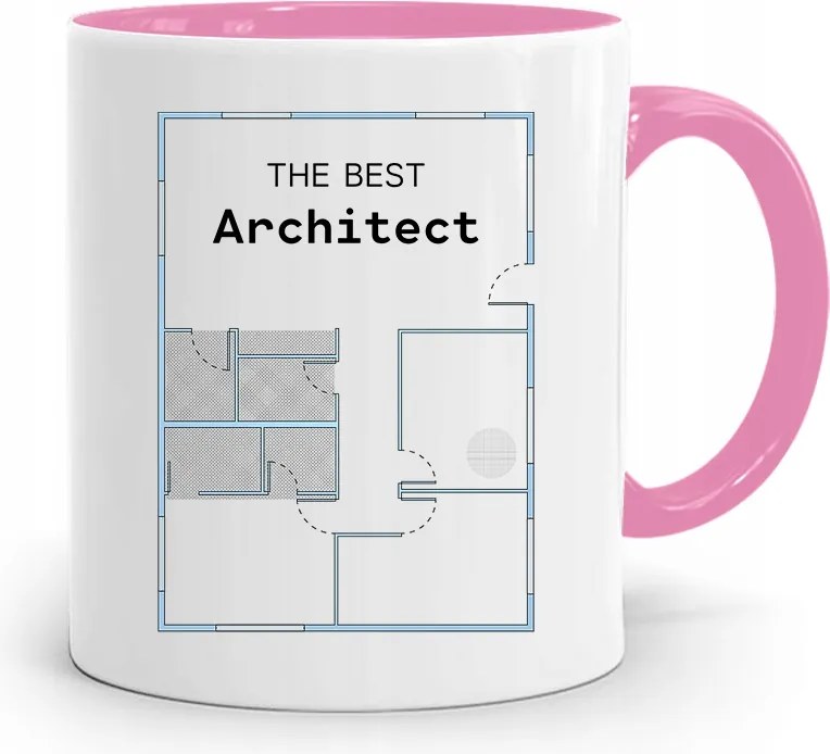 Rózsaszín Építész Bögre The Best Architect Ajándék fényképes nyomtatással