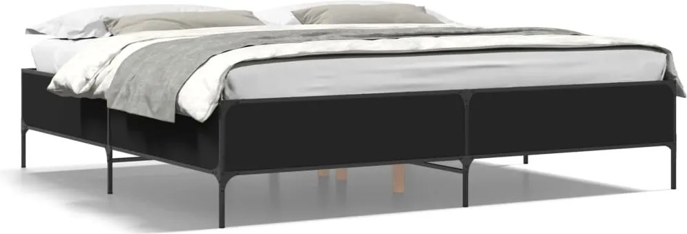 vidaXL fekete szerelt fa és fém ágykeret 180 x 200 cm