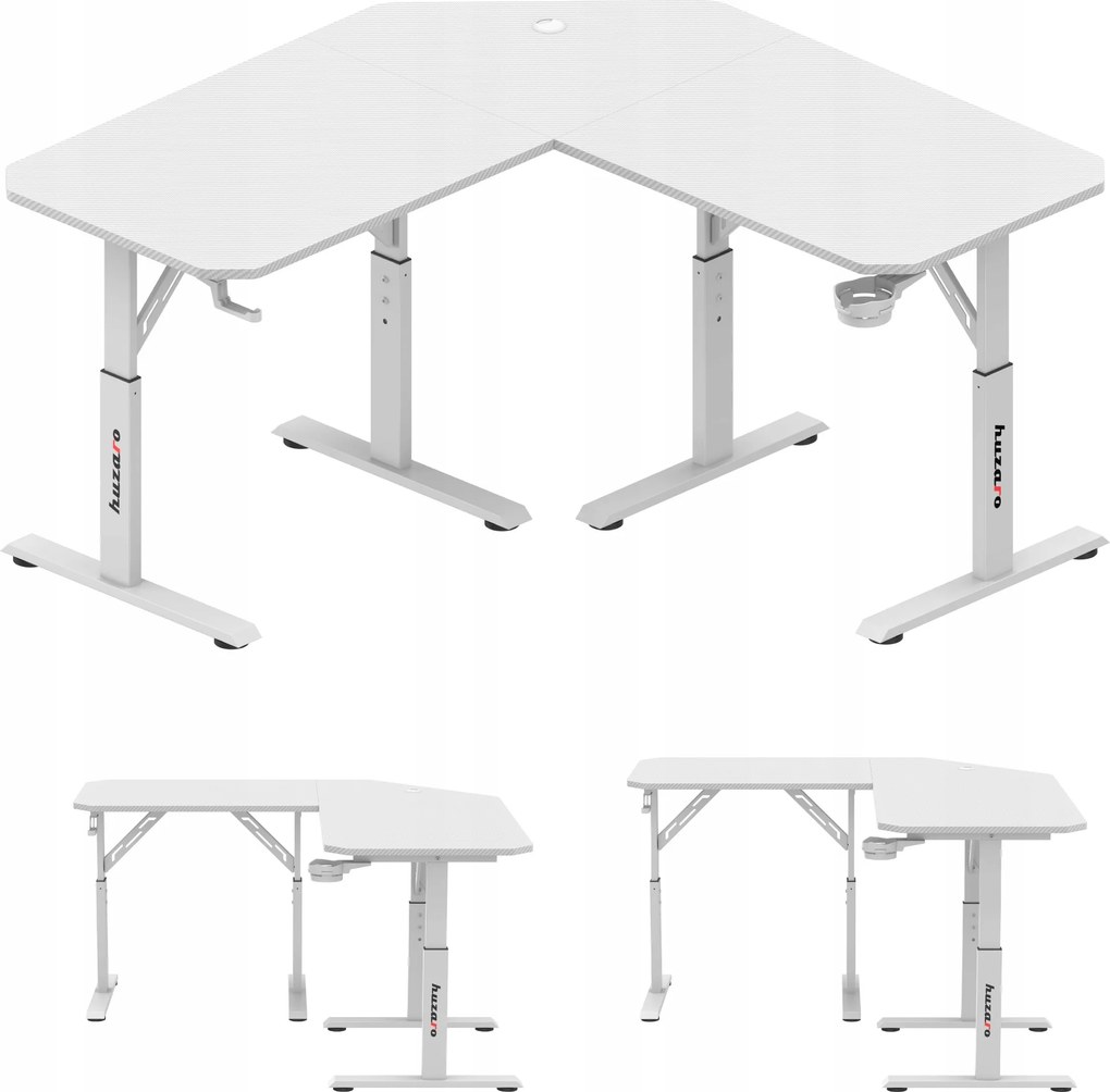 Huzaro fehér állítható sarok gamer íróasztal számítógéphez és tanuláshoz