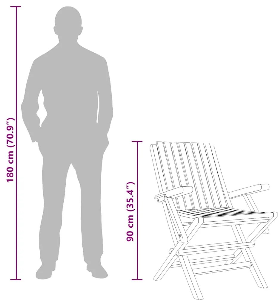 2 db tömör tíkfa összecsukható kerti szék 61 x 67 x 90 cm