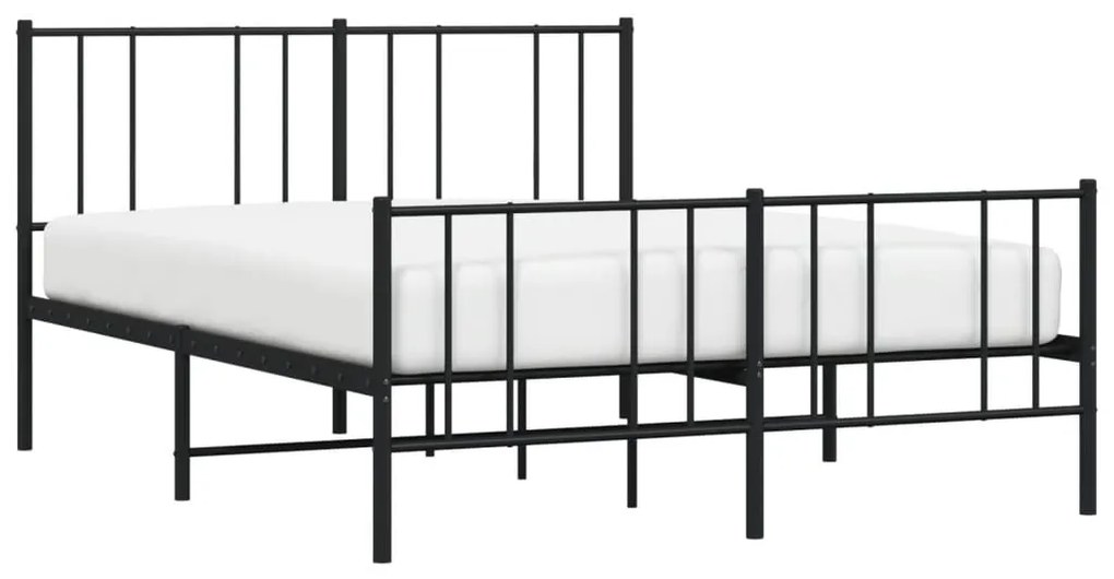 fekete fém ágykeret fej- és lábtámlával 120 x 200 cm