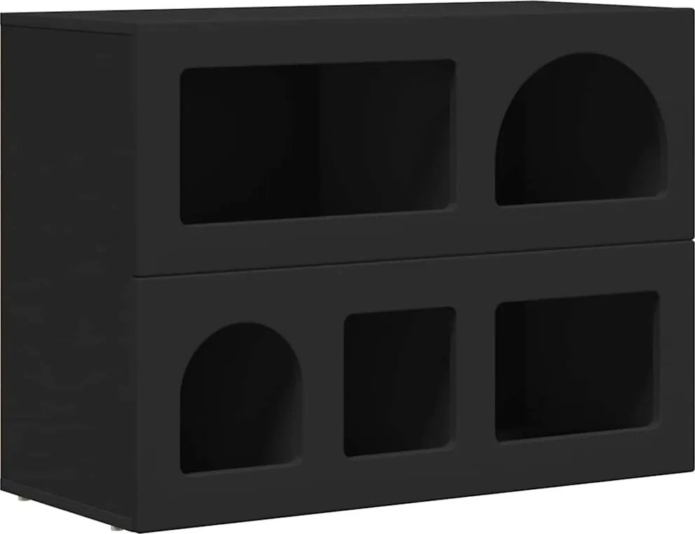 vidaXL Széf Fekete 80,5 x 35 x 59 cm Faanyag