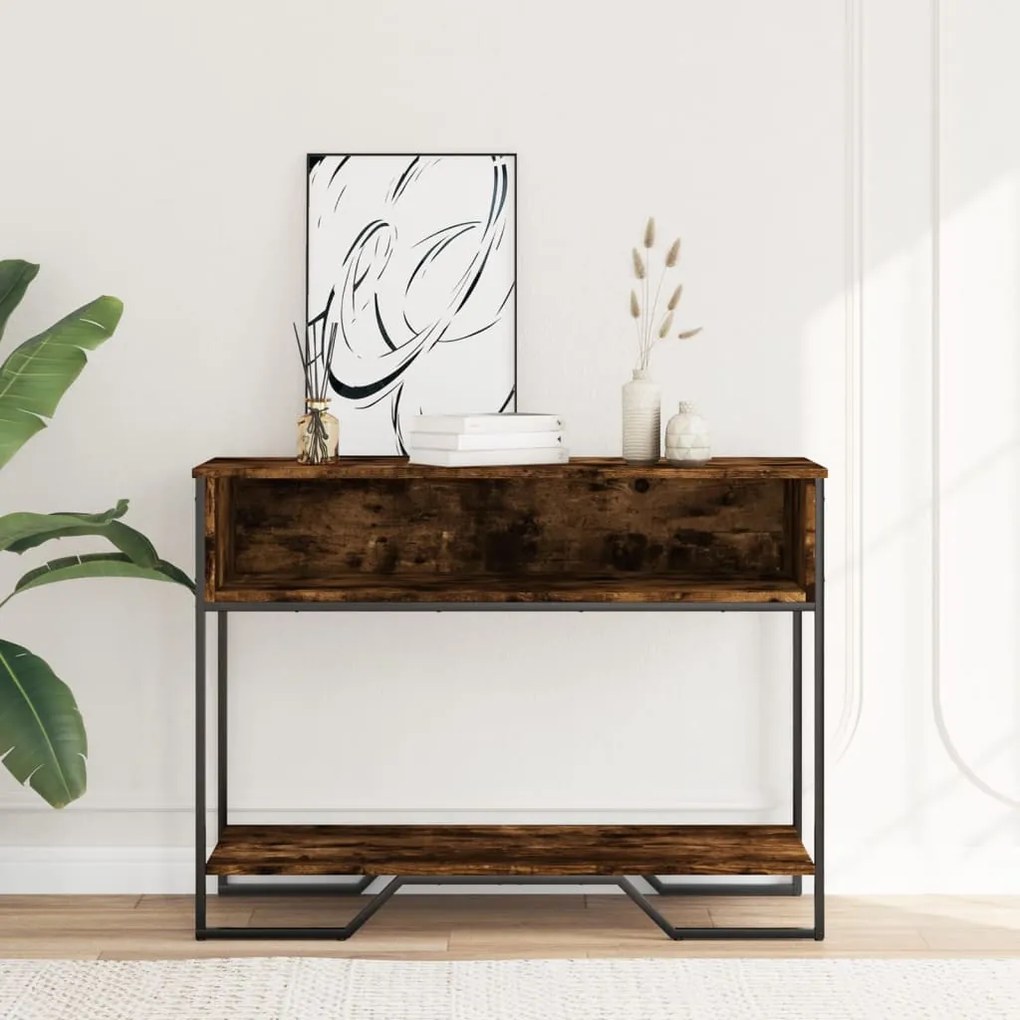 füstös tölgy színű szerelt fa tálalóasztal 100x35x74,5 cm