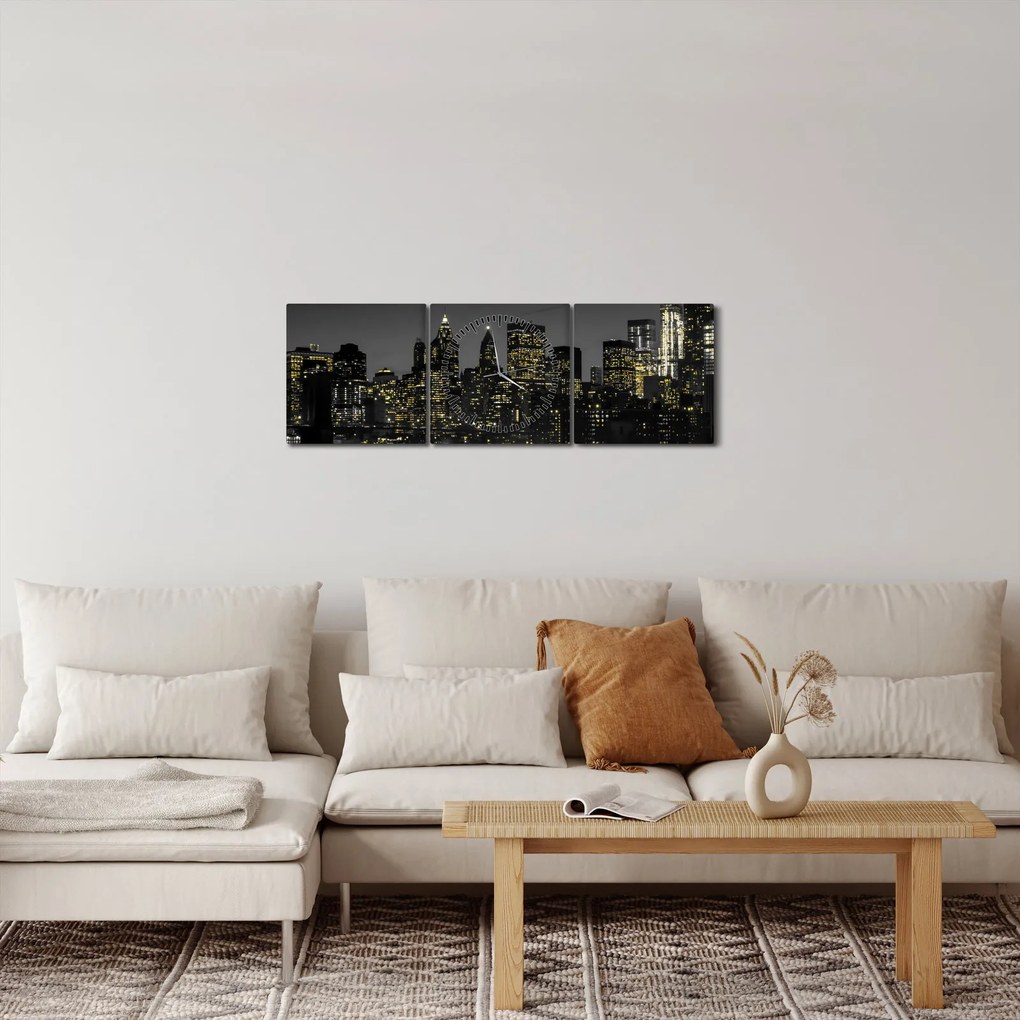 Egy éjszakai metropolisz képe (órával) (90x30 cm)