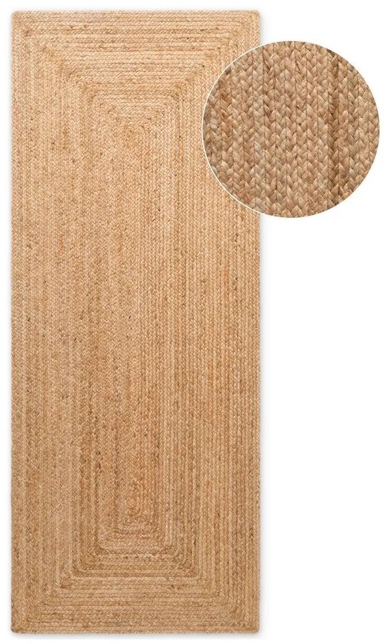 Natúr színű kétoldalas-kézi szövésű juta futószőnyeg 80x200 cm Juno – Hanse Home