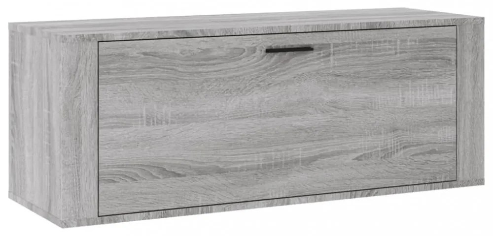 szürke sonoma színű szerelt fa fali cipősszekrény 100x35x38 cm