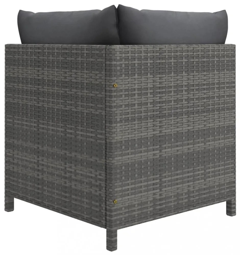 vidaXL 6 részes szürke polyrattan kerti ülőgarnitúra párnákkal