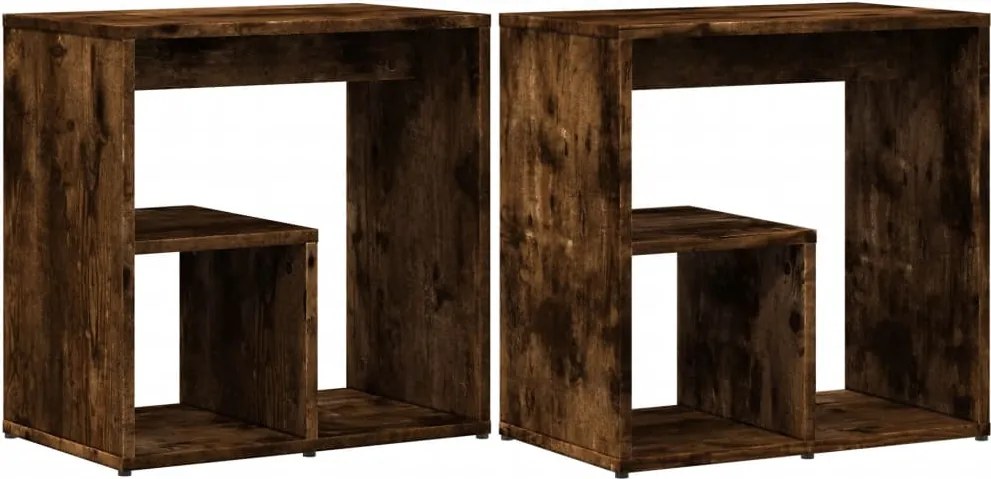 vidaXL 2 db füstös tölgy színű szerelt fa kisasztal 50x30x50 cm