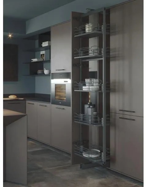 Konyhai fémrács, kamravasalat, 300mm, antracit, teljes kihúzású, csillapított záródás, 1880-2180mm, 5 kosár SIGE, Infinity Line 265